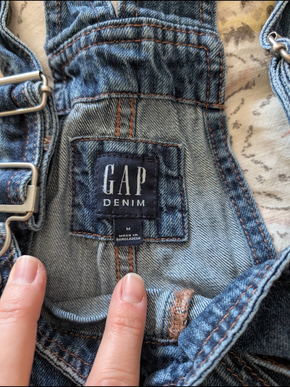 GAP Denim Women's Blue Jean Overalls with Contrast Stitching